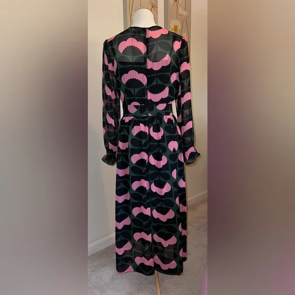 Orla Kiely Black and Pink Midi Dress - Picture 2 of 7